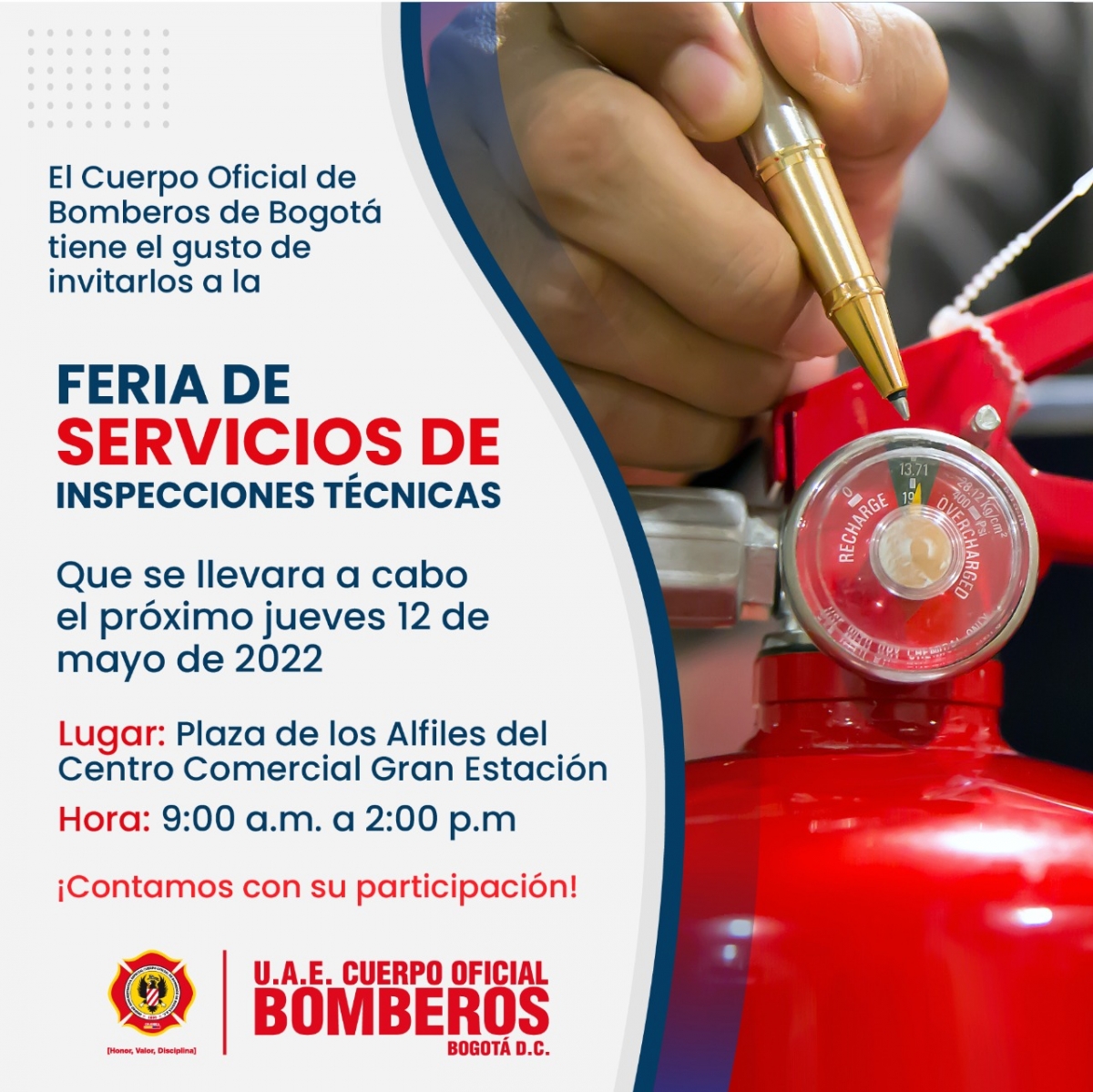 Invitación a la Feria de Servicios de Inspecciones Técnicas en la plaza de los alfiles  Centro Comercial Gran Estación el próximo jueves 12 de mayo 