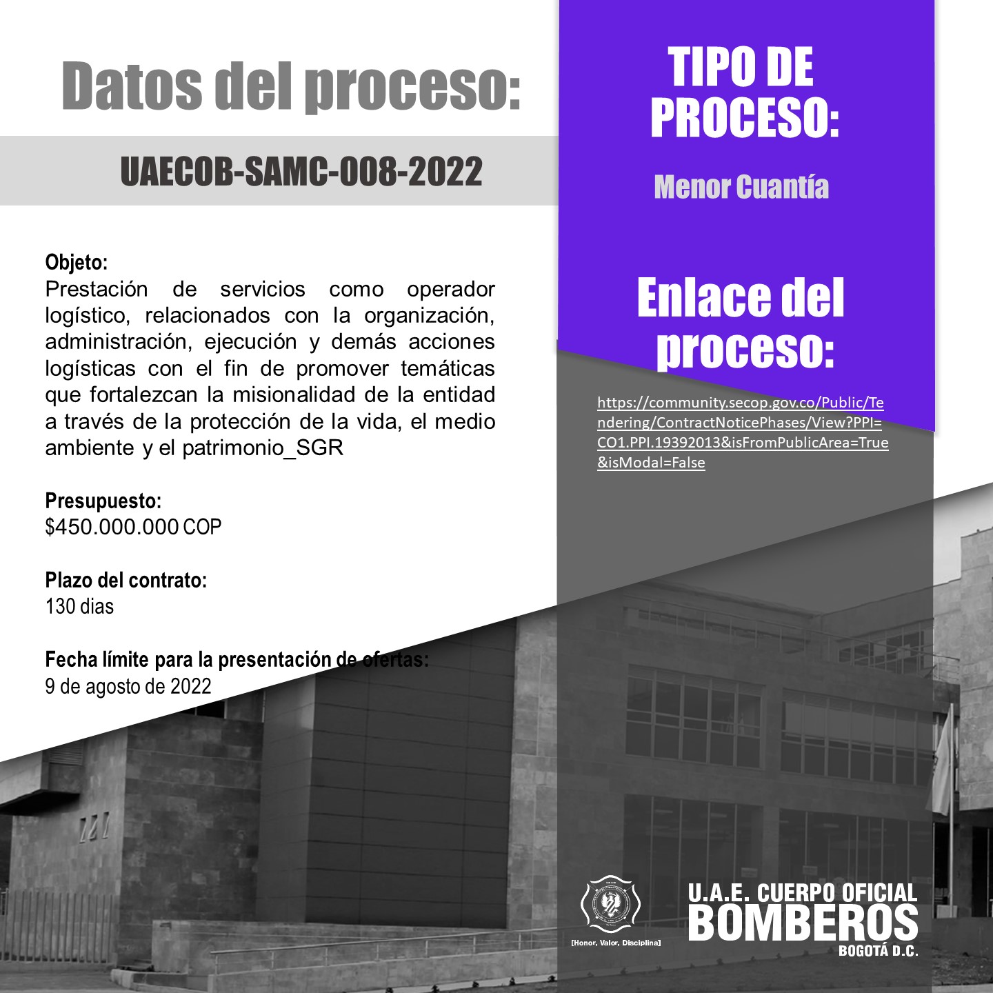 Licitación pública UAECOB-SAMC-008-2022