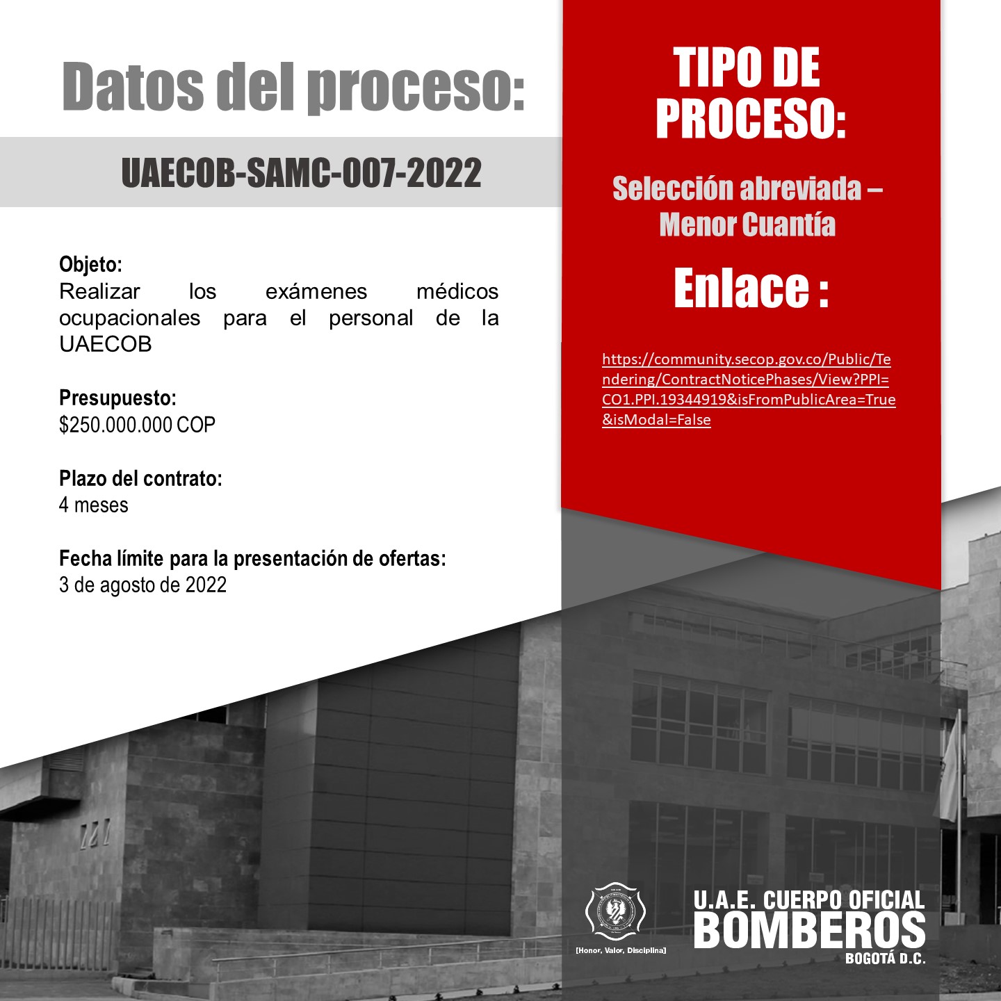 Licitación pública UAECOB-SAMC-007-2022