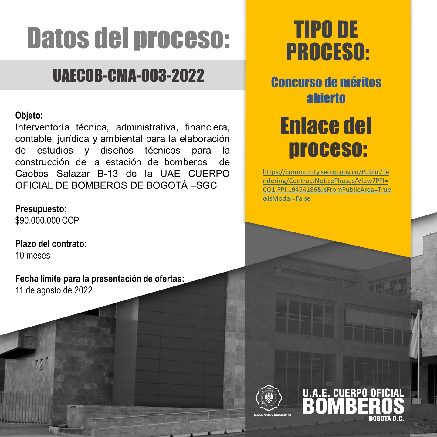 Licitación pública UAECOB-CMA-003-2022