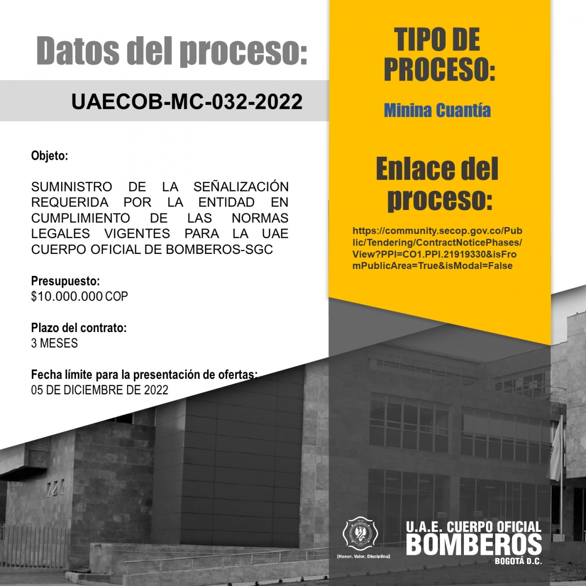 Licitación pública UAECOB-MC-032-2022